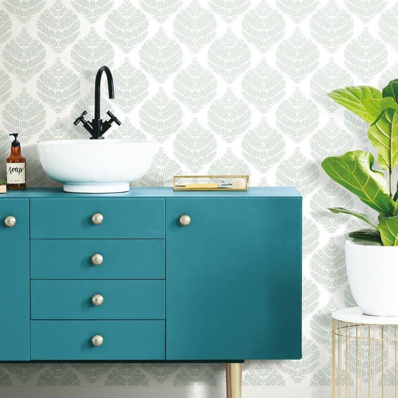 RoomMates RMK11511WP Hygge Fern Damask Gray Peel and Stick Wallpaper - Image 3